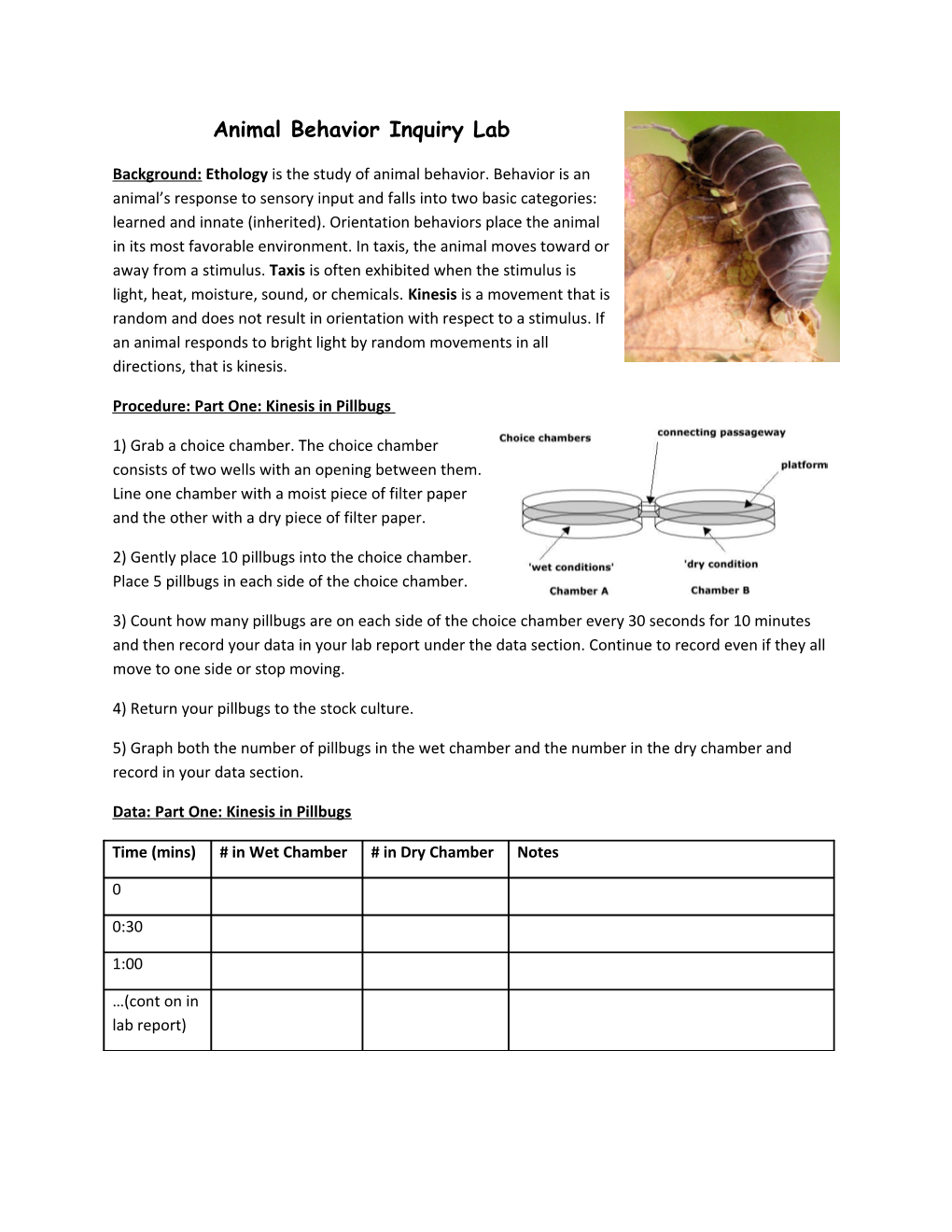 Animal Behavior Inquiry Lab