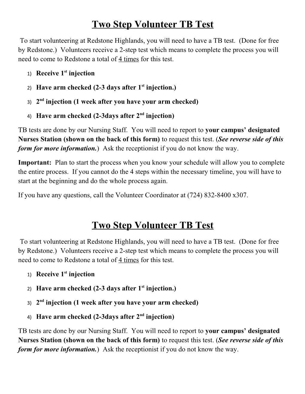 Two Step Volunteer TB Test