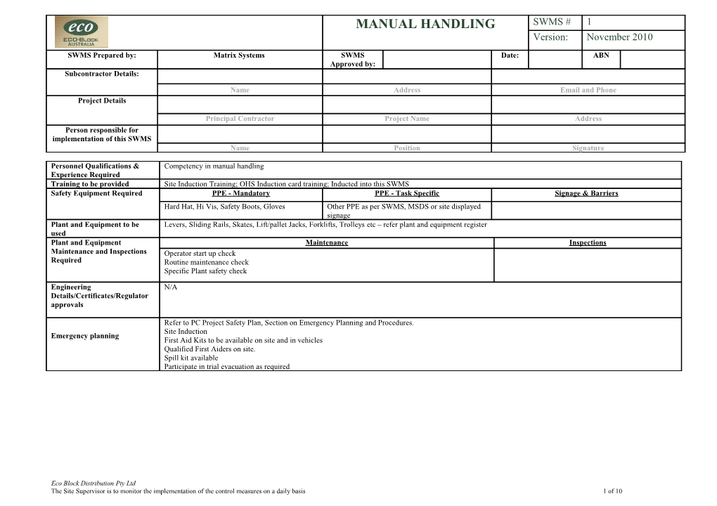 Personnel Qualifications & Experience Required