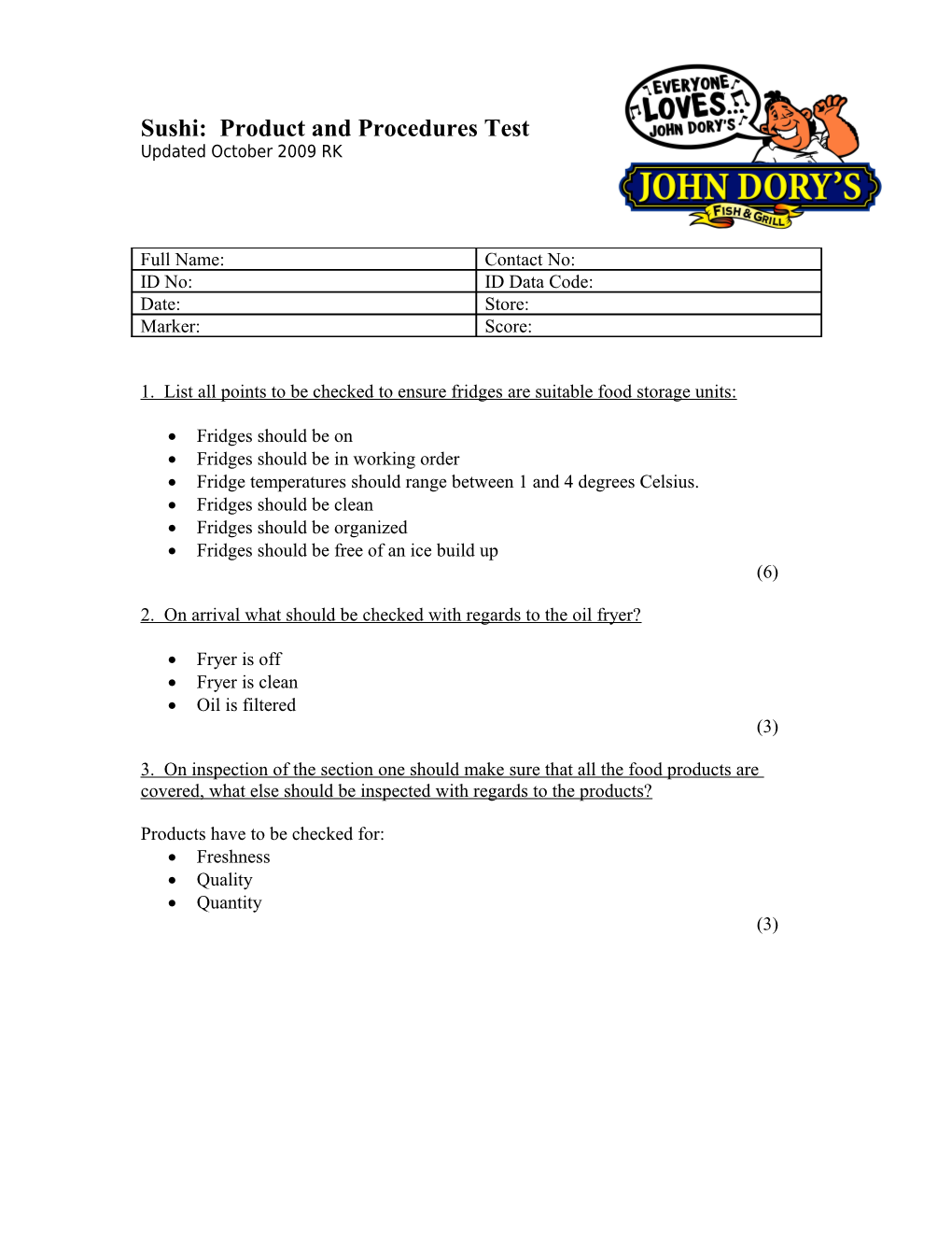 Sushi: Product and Procedures Test