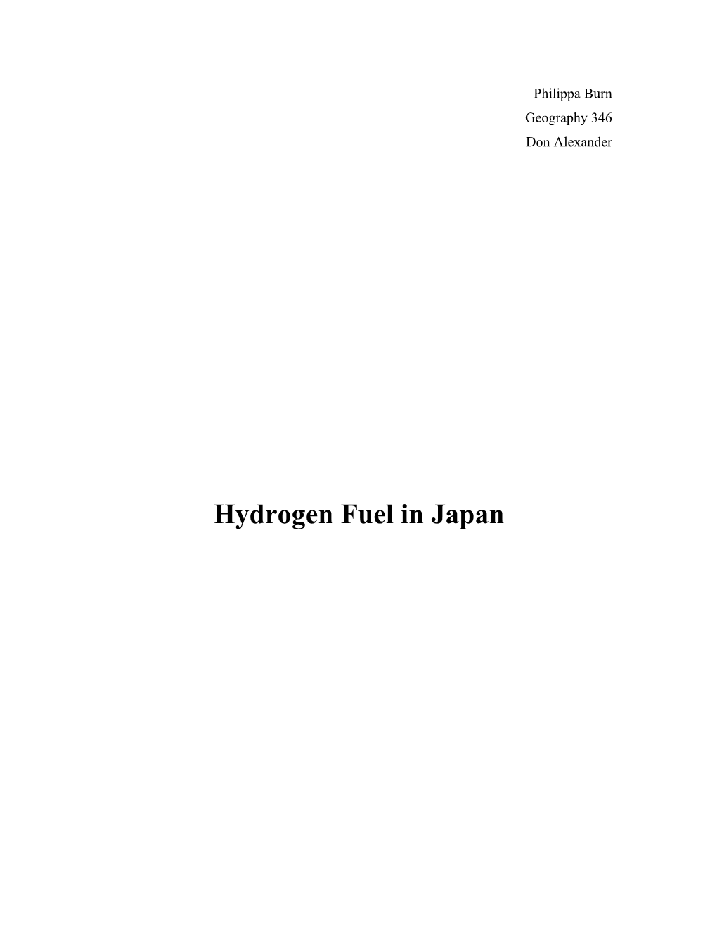 Hydrogen Fuel in Japan