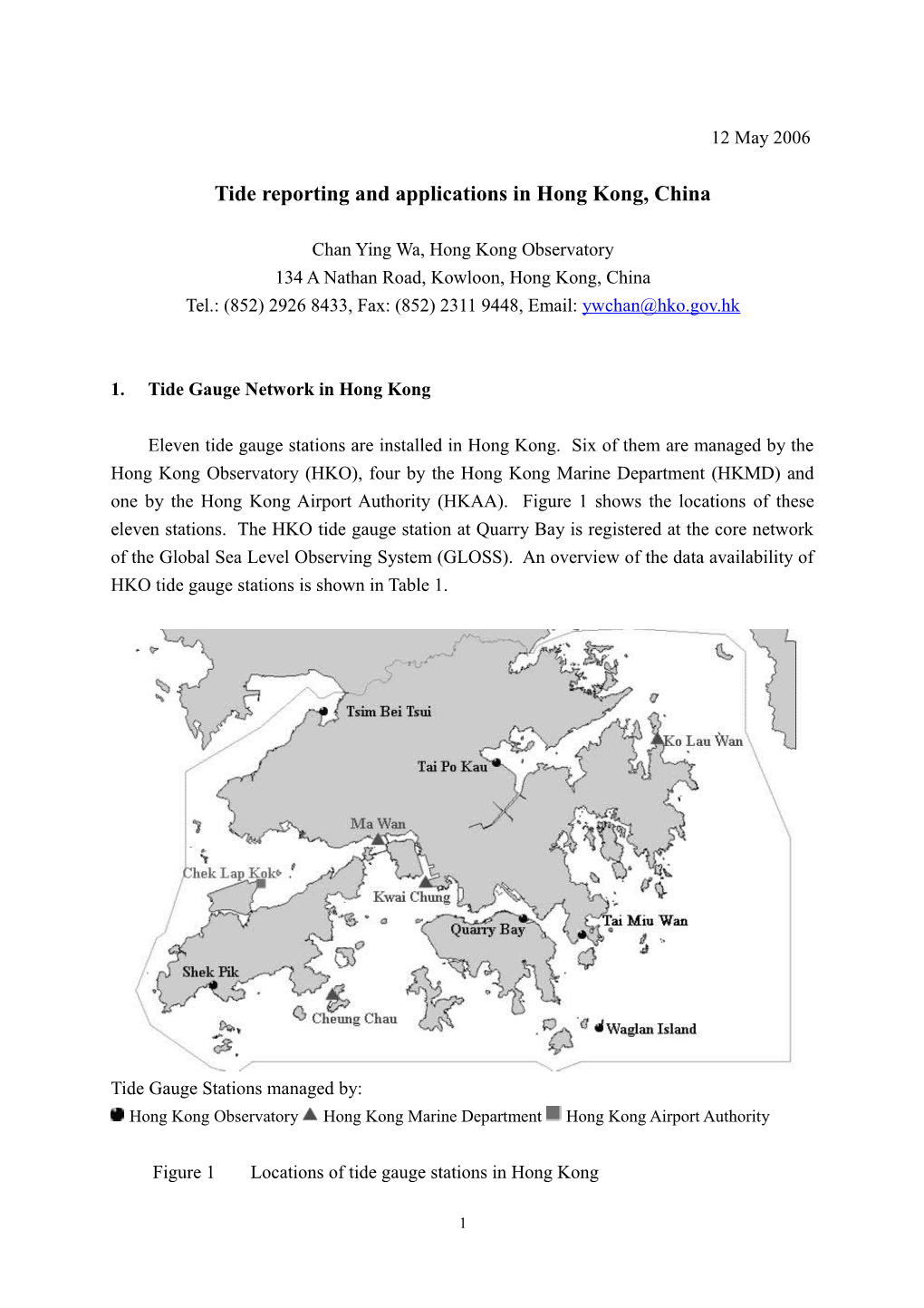 Tide Reporting and Applications in Hong Kong, China
