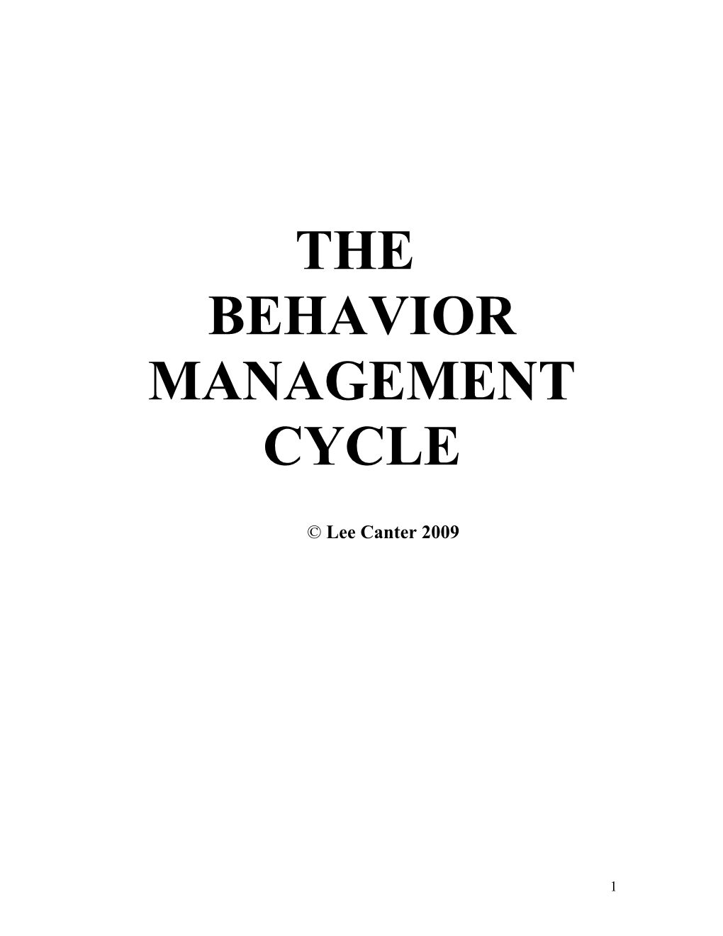 The Behavior Management Cycle