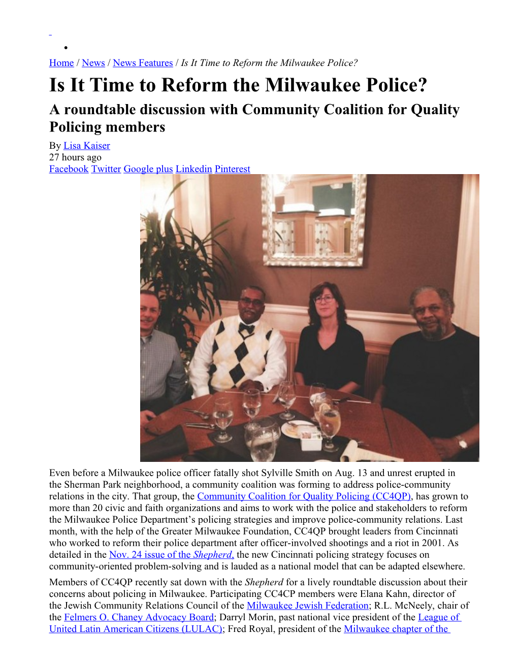 Is It Time to Reform the Milwaukee Police?