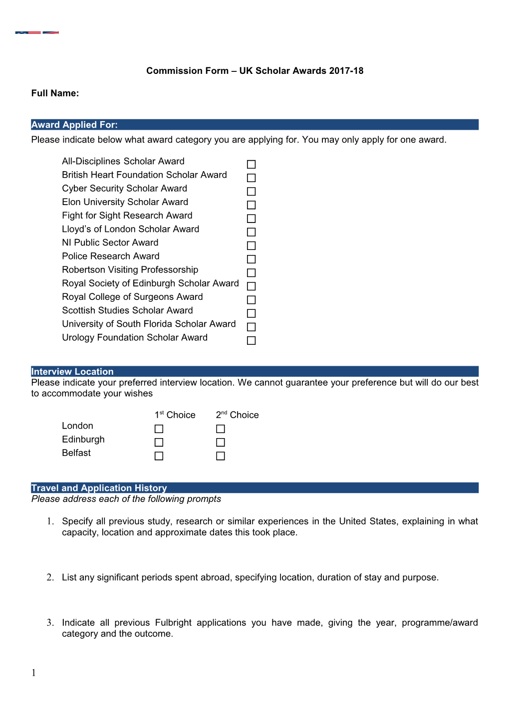 Commission Form UK Scholar Awards 2017-18