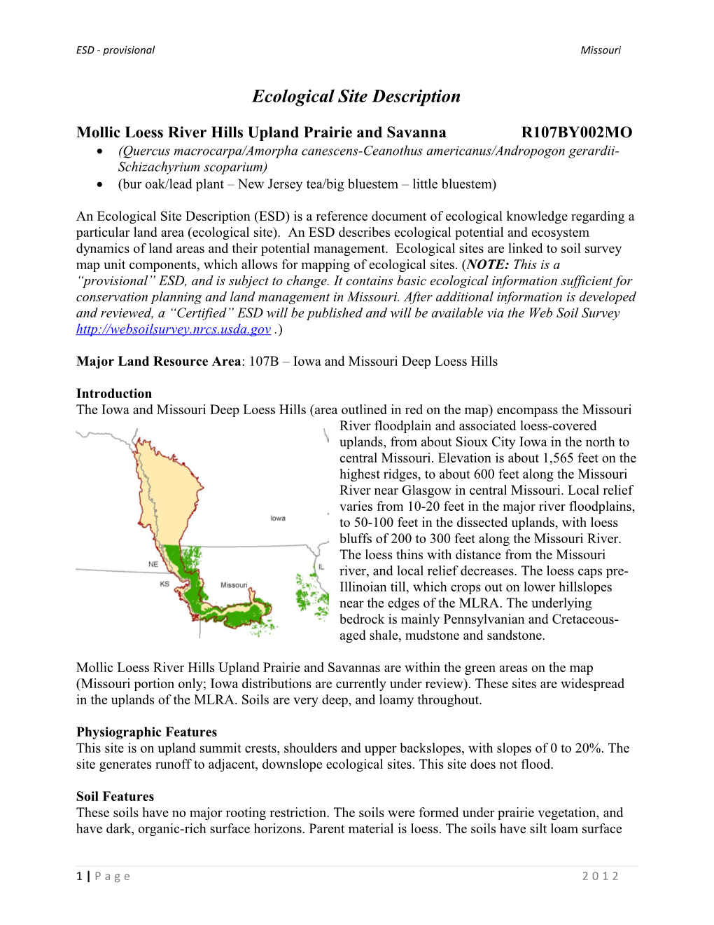 Mollic Loess River Hills Upland Prairie and Savannar107by002mo