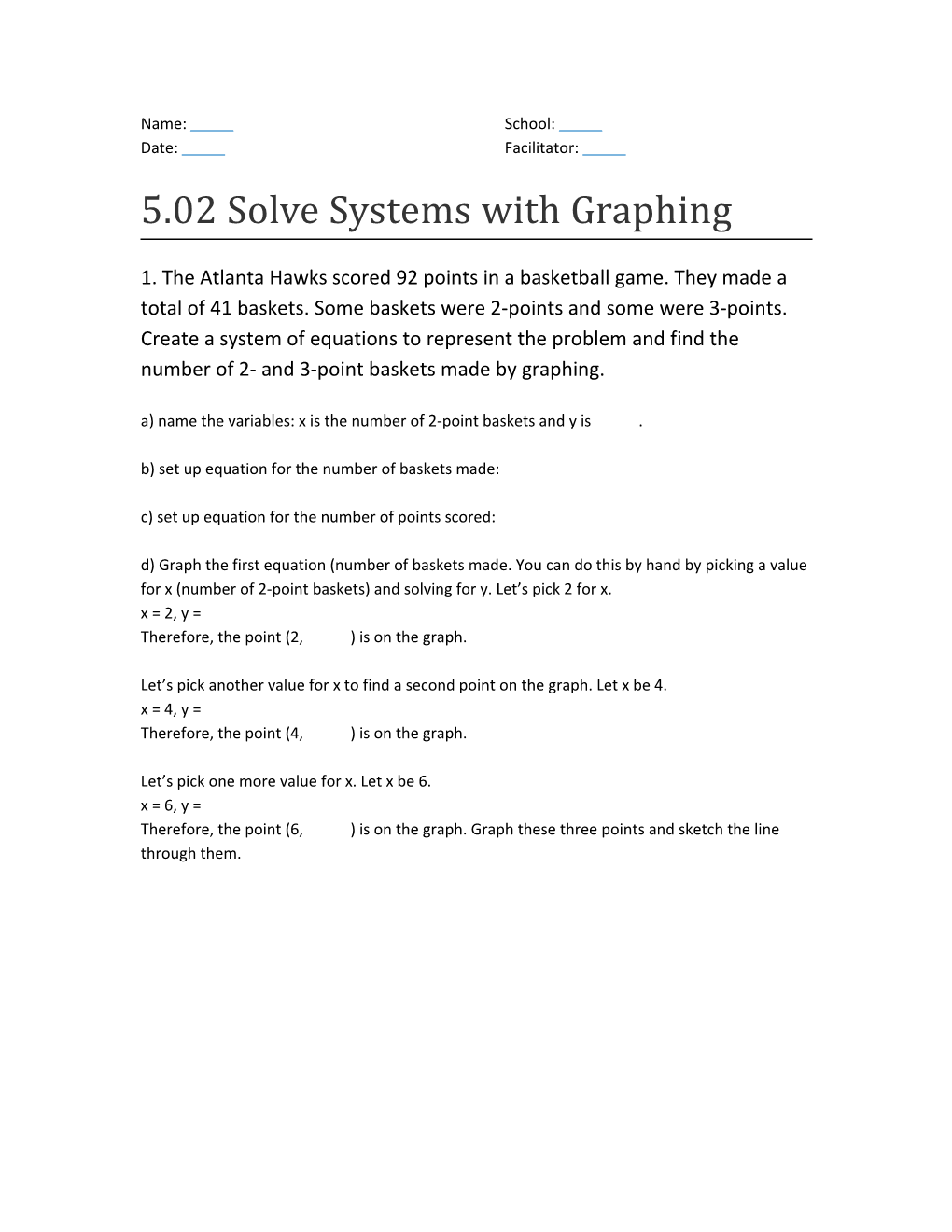 5.02 Solve Systems with Graphing