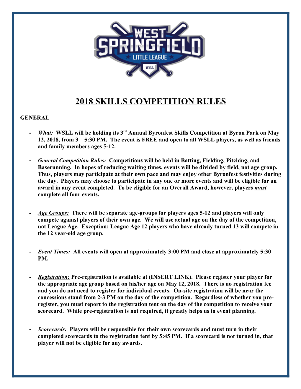 2018 Skills Competition Rules