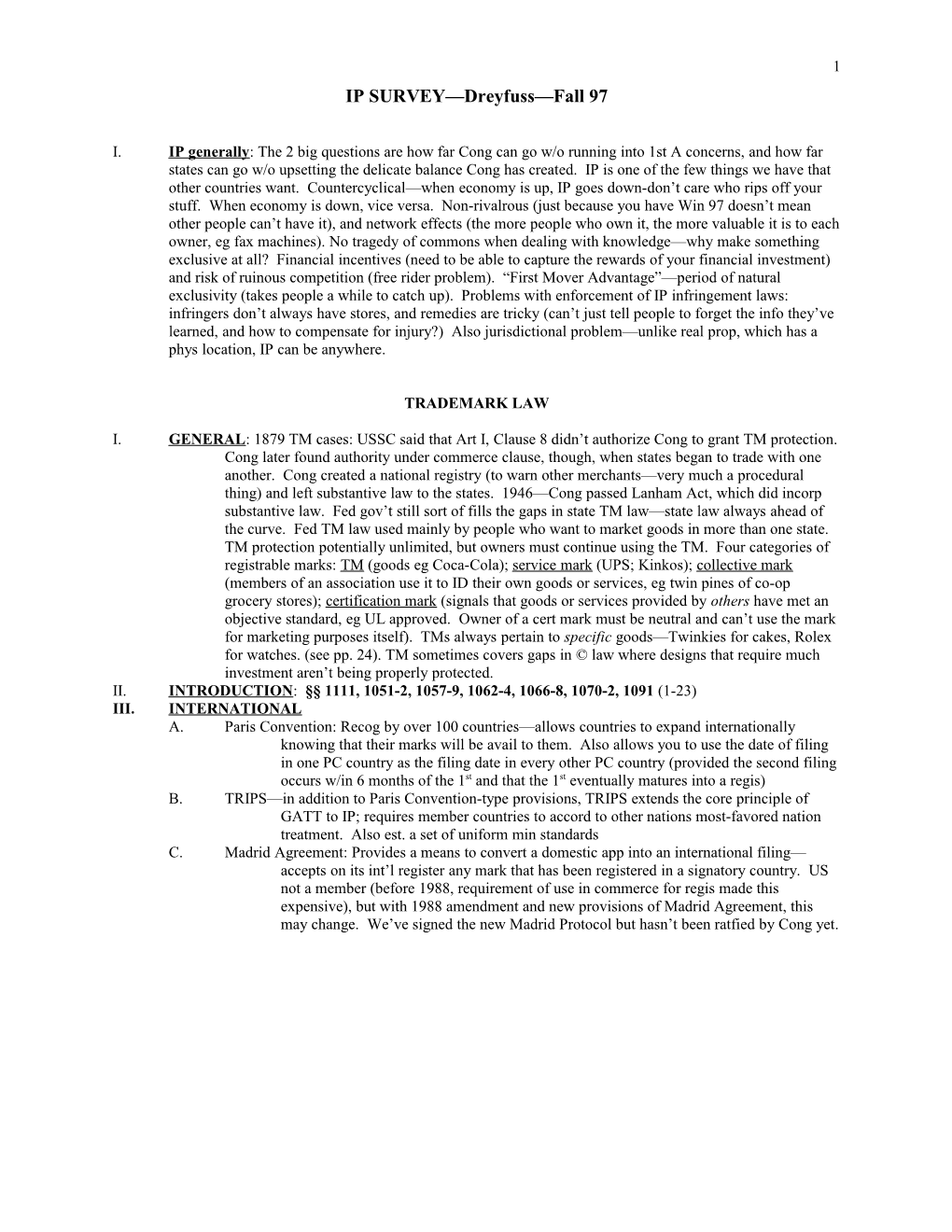 IP SURVEY Dreyfuss Fall 97