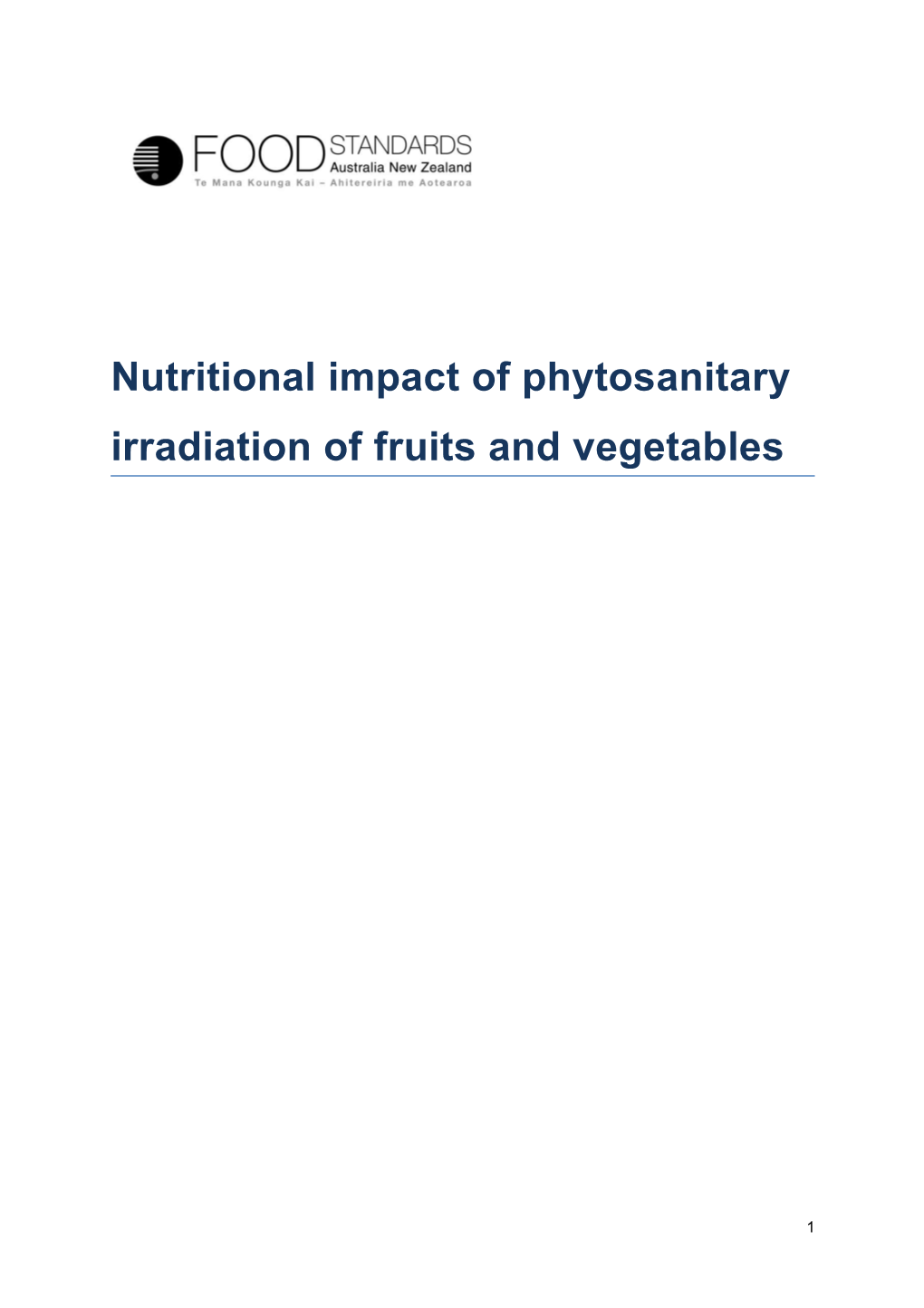 Nutritional Impact of Phytosanitary Irradiation of Fruits and Vegetables