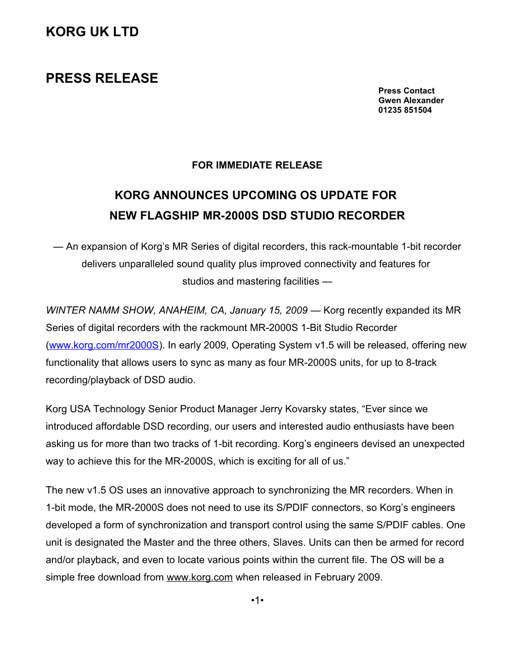 Korg Announces Upcoming Os Update For