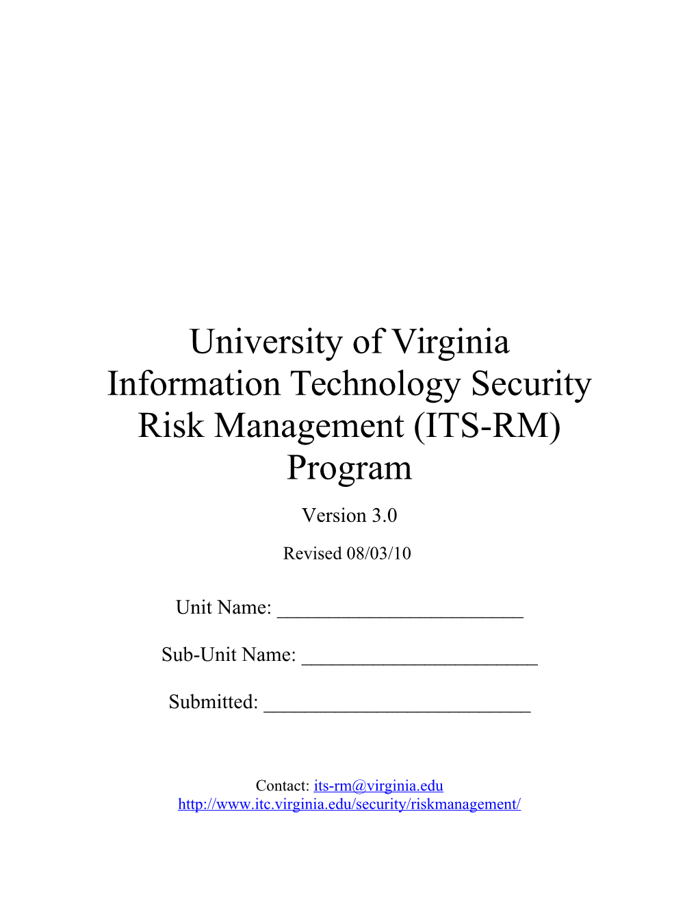 U.Va. IT Security Risk Management Program