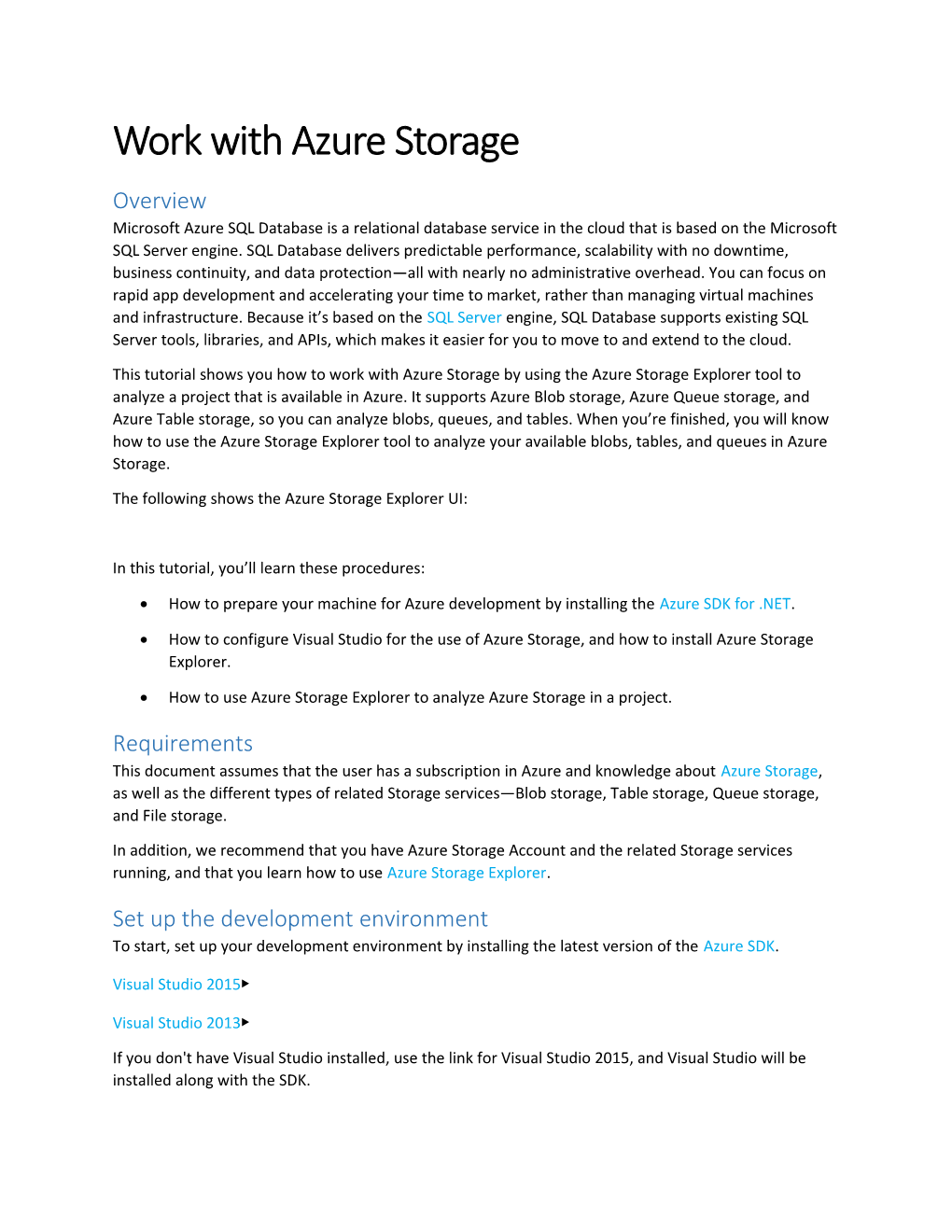 Work with Azure Storage
