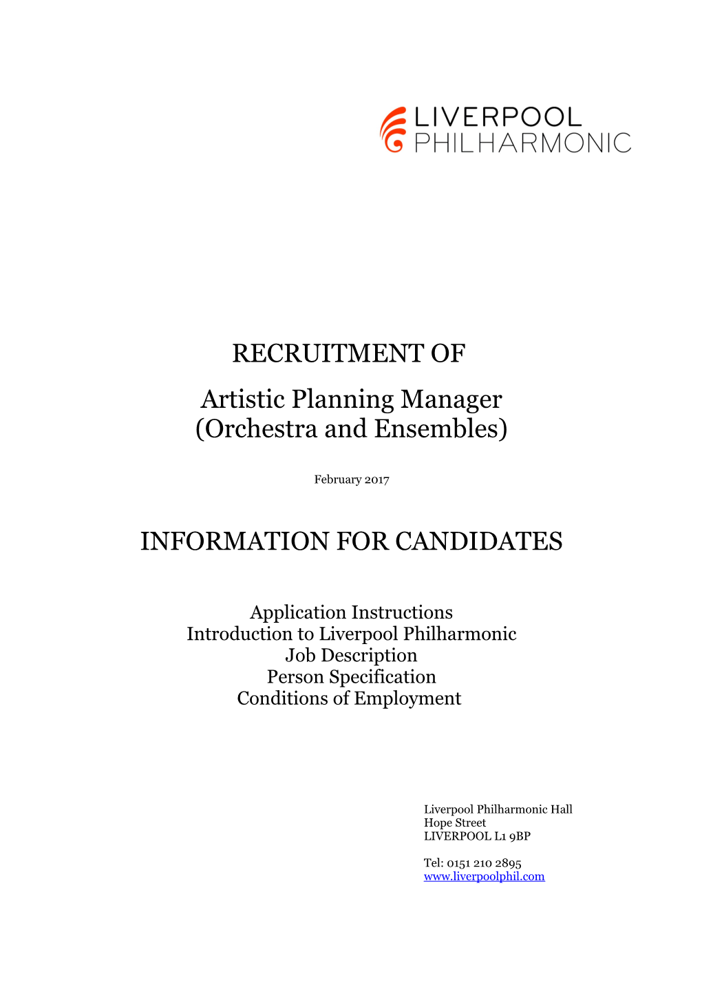 Artistic Planning Manager