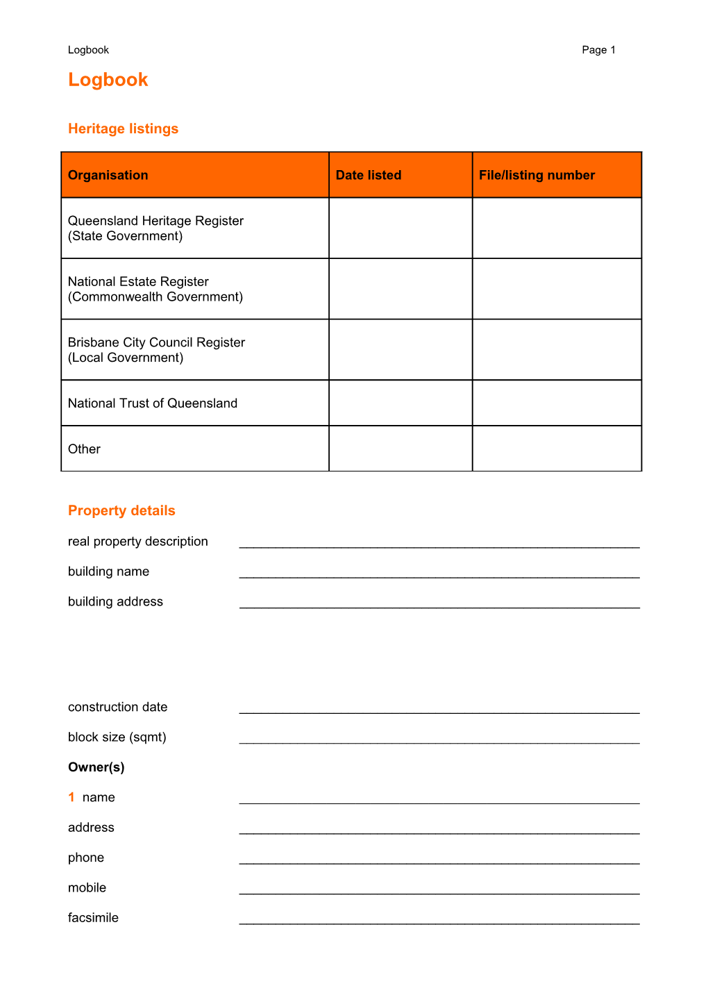 Check It: Logbook Sheets
