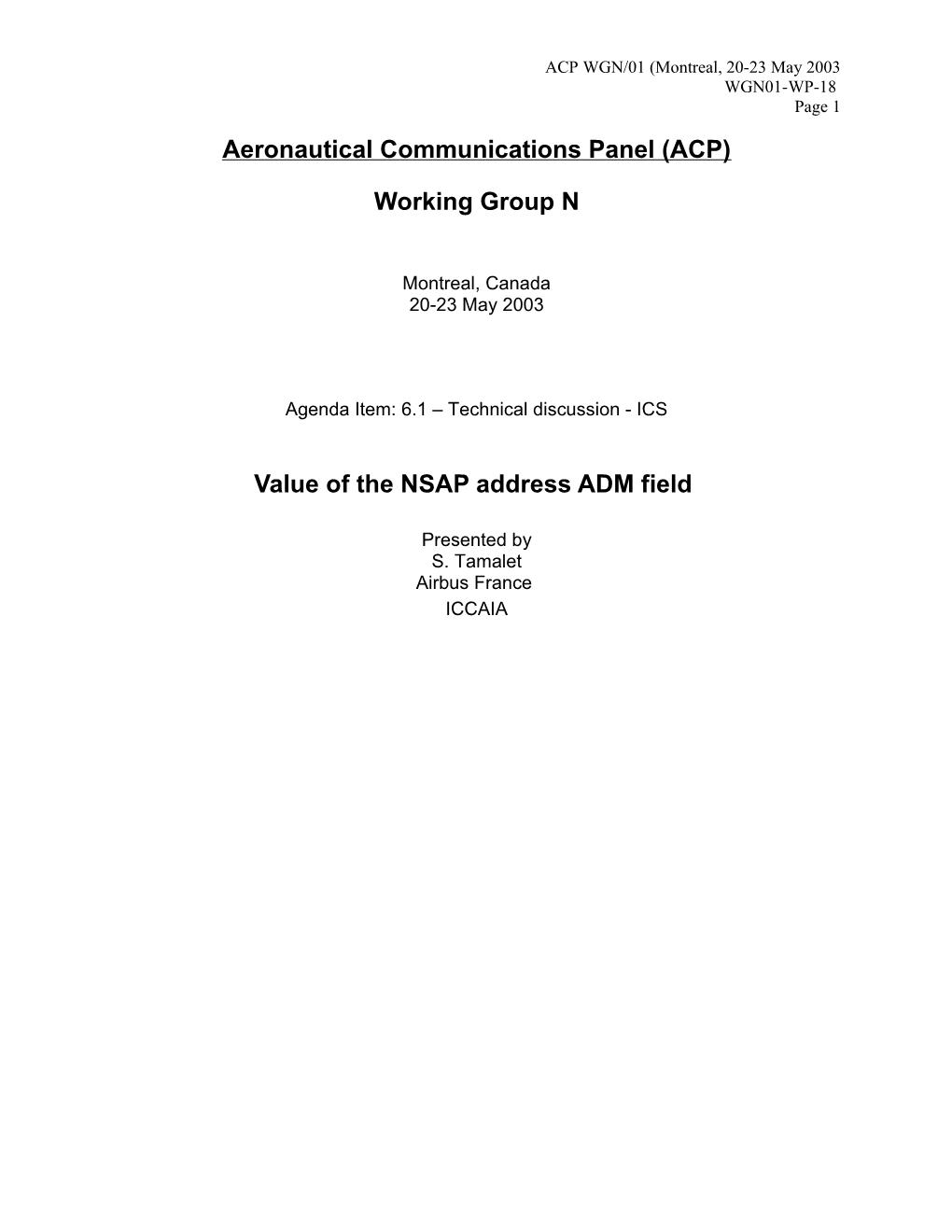Value of the NSAP Address ADM Field