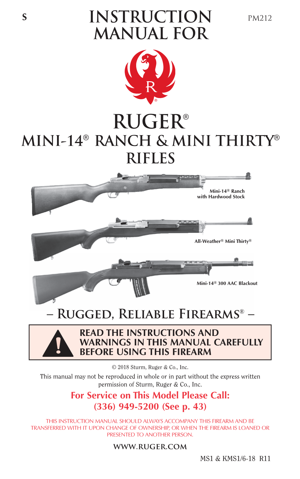 Instruction Manual for Mini-14® Ranch & Mini Thirty® Rifles