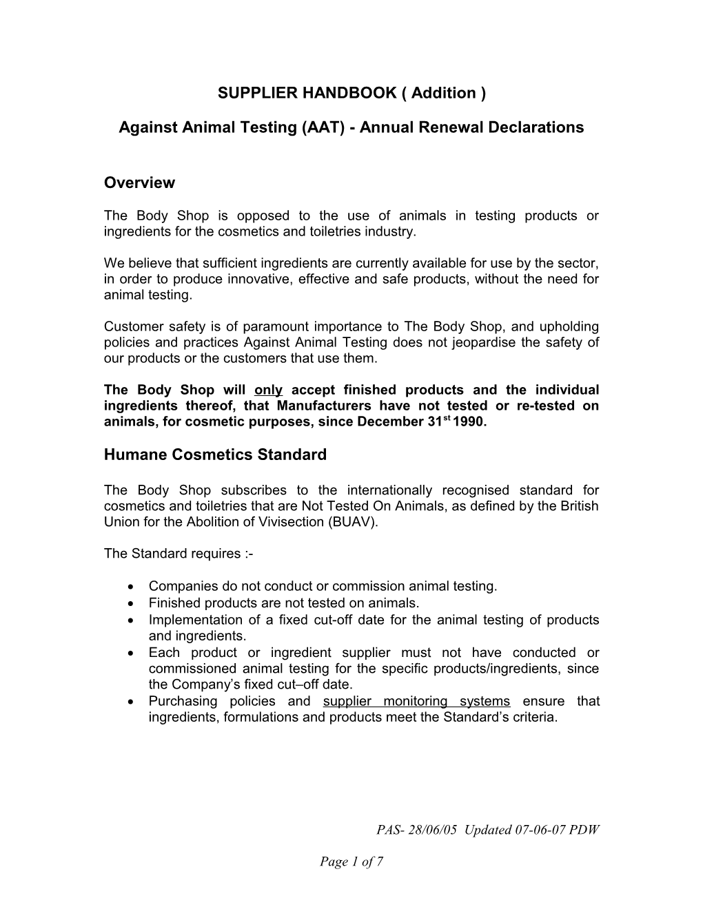Against Animal Testing ( AAT)
