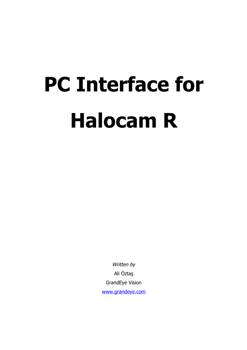 PC Interface for Halocam R