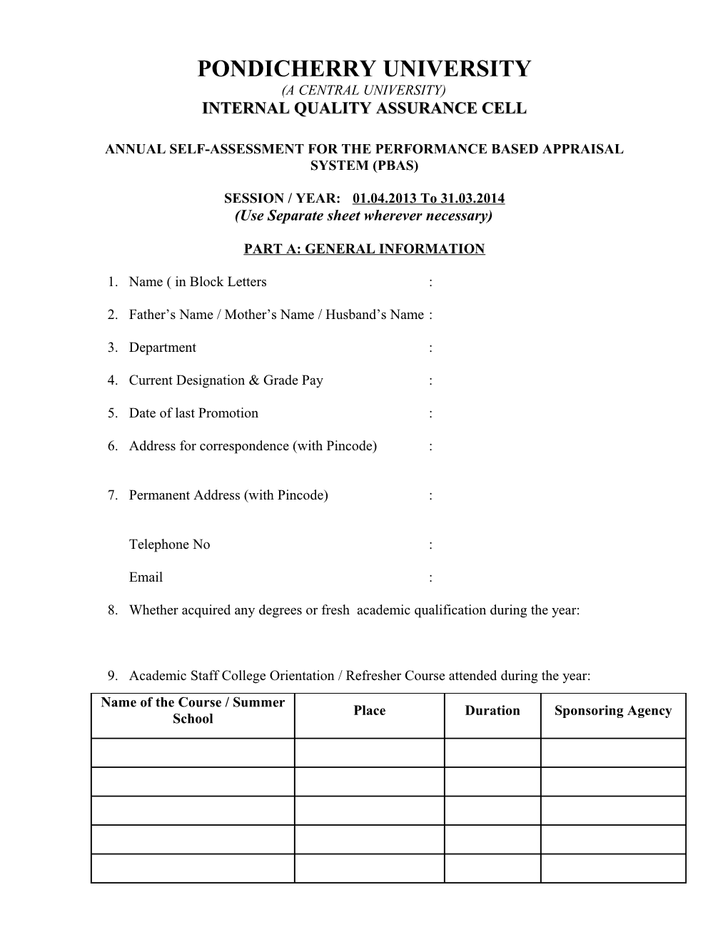 Internal Quality Assurance Cell