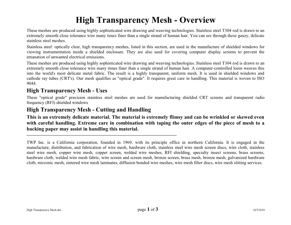 Transparency Mesh - OVERVIEW