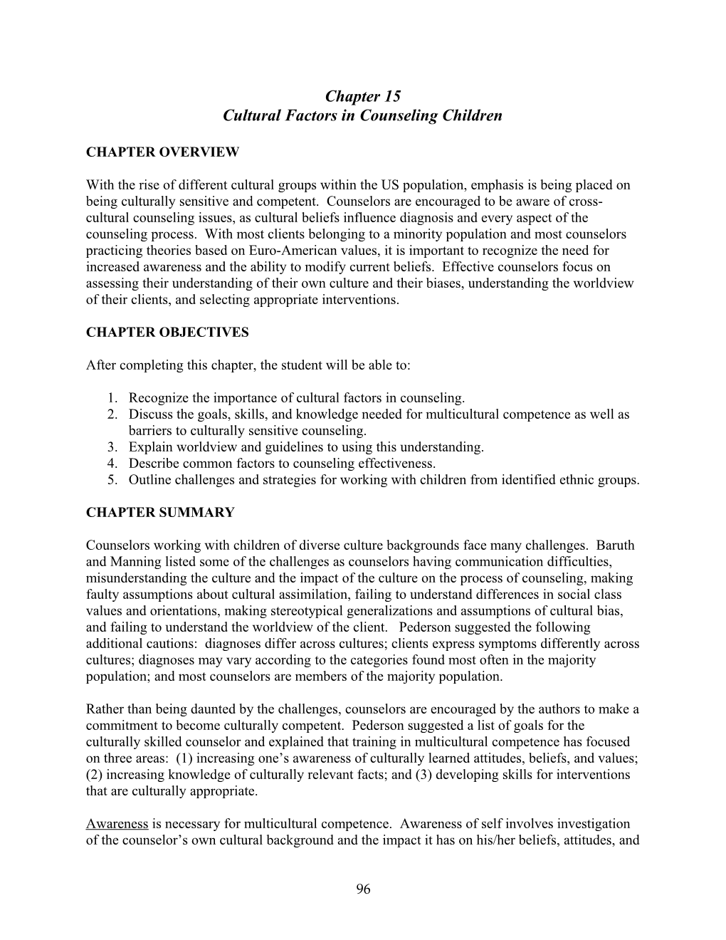 Cultural Factors in Counseling Children