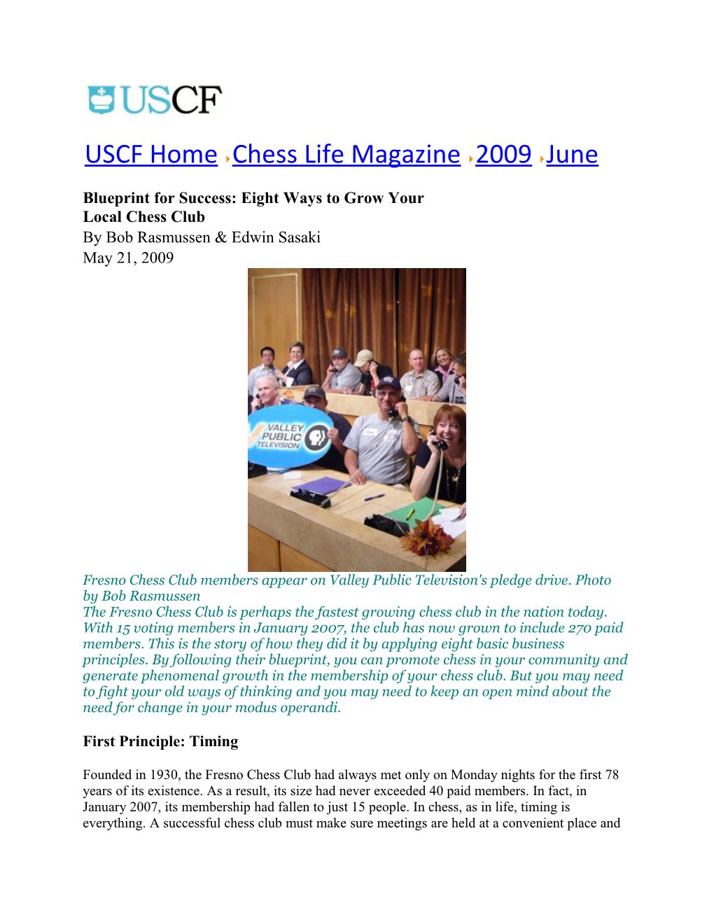 USCF Home Chess Life Magazine 2009 June