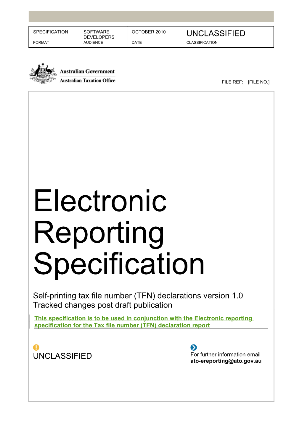 Electronic Reporting Specification