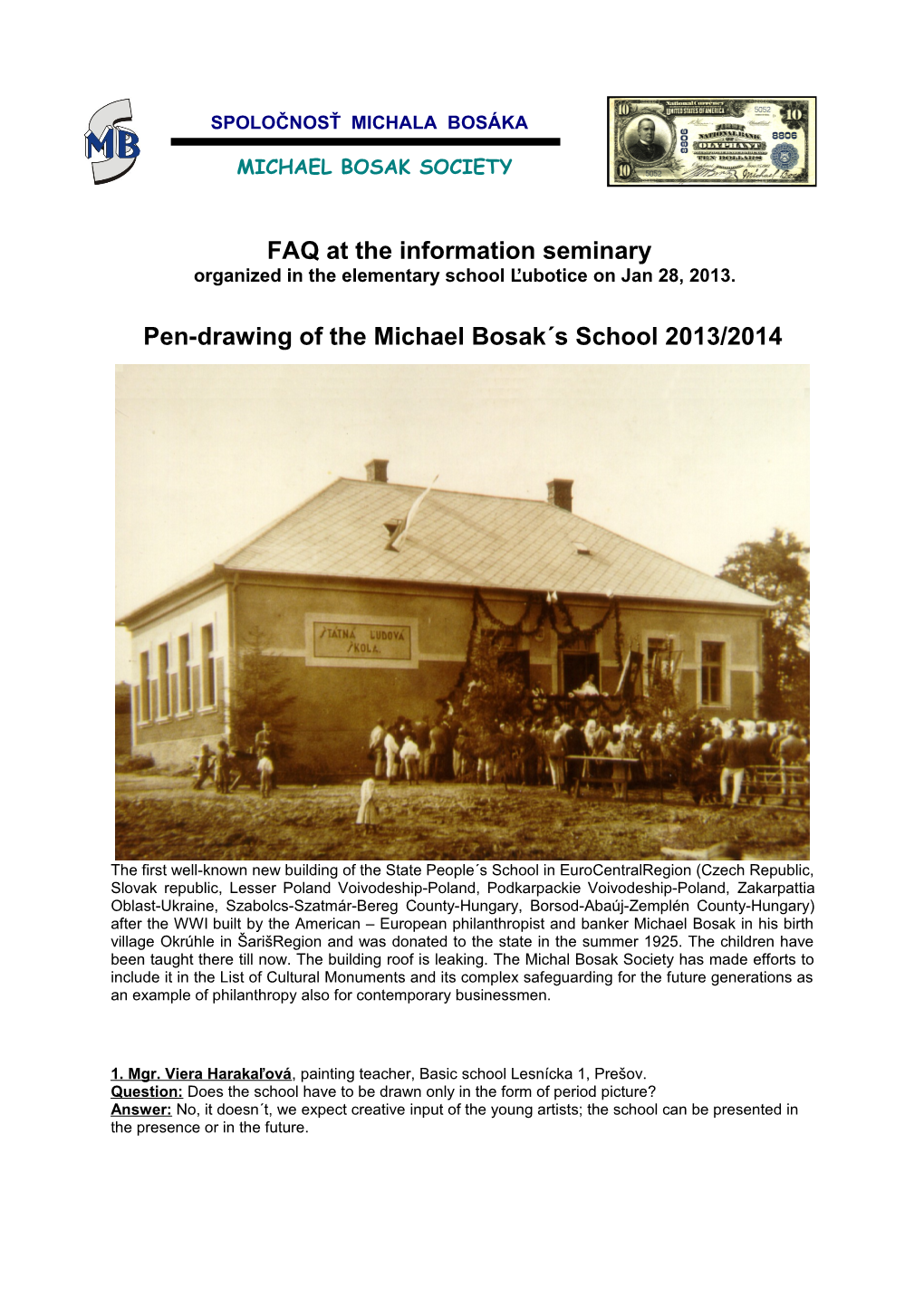 Pen-Drawing of the Michael Bosak S School 2013/2014