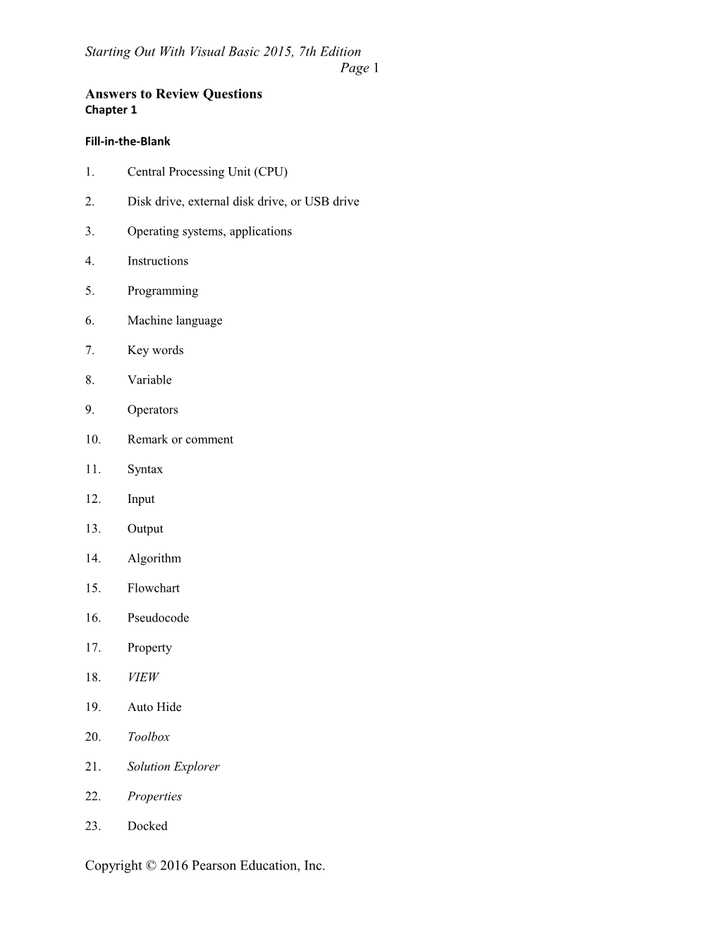 Starting out with Visual Basic 2015, 7Th Editionpage 1