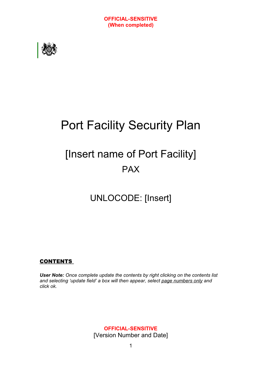 Passenger Port Security Plan Template