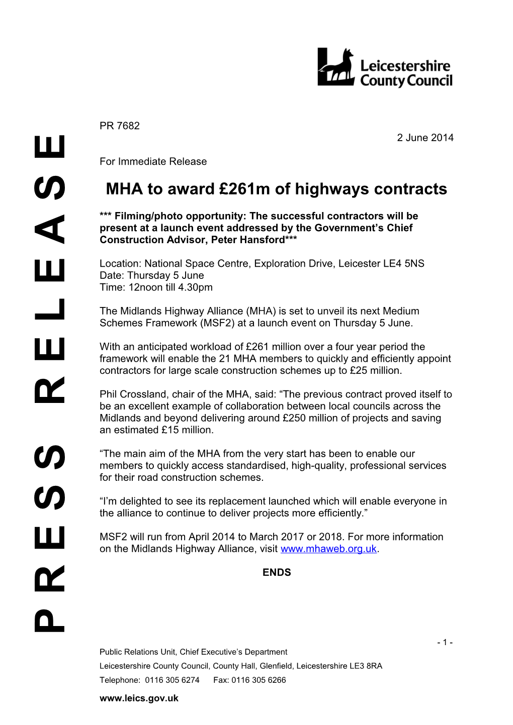 MHA to Award 261M of Highways Contracts