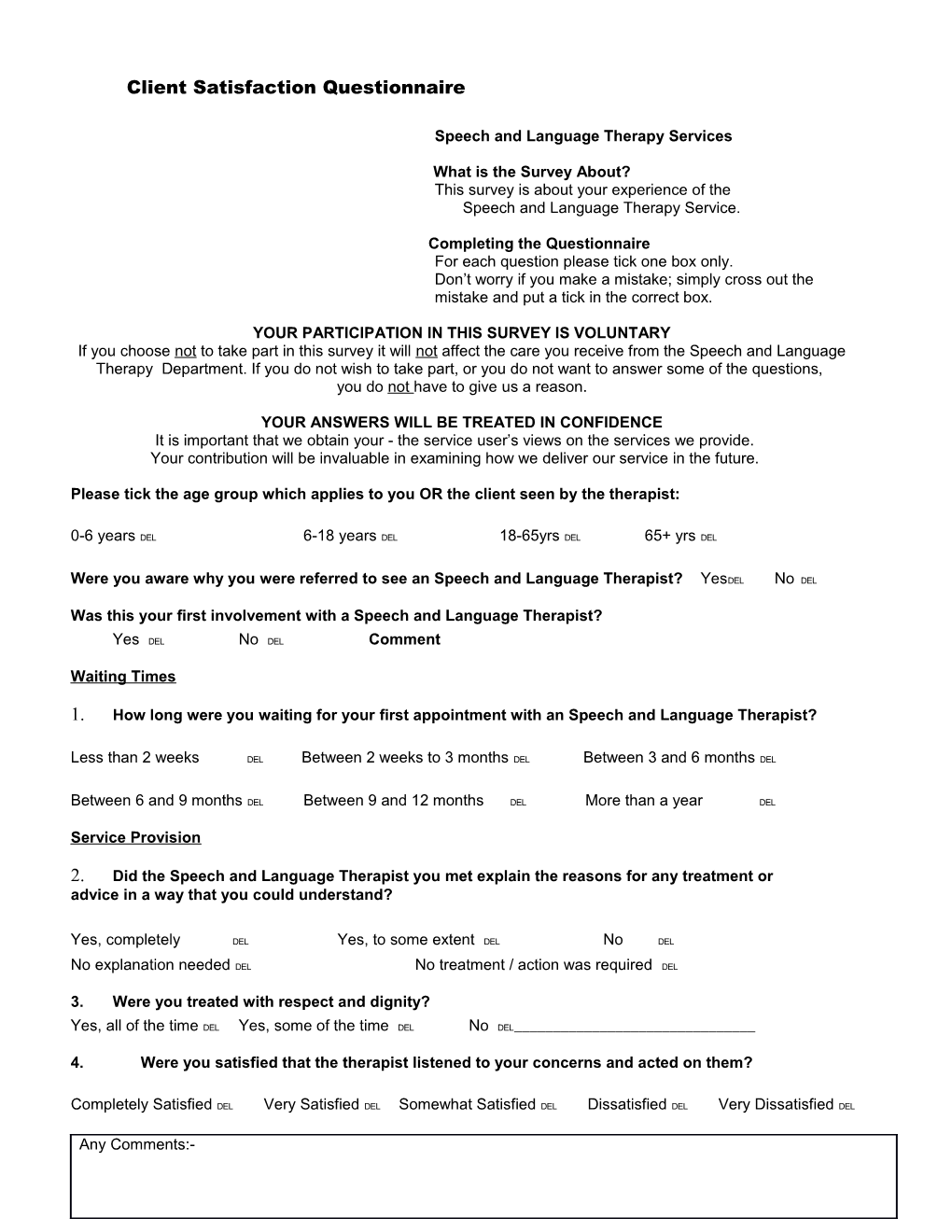 Client Satisfaction Questionnaire