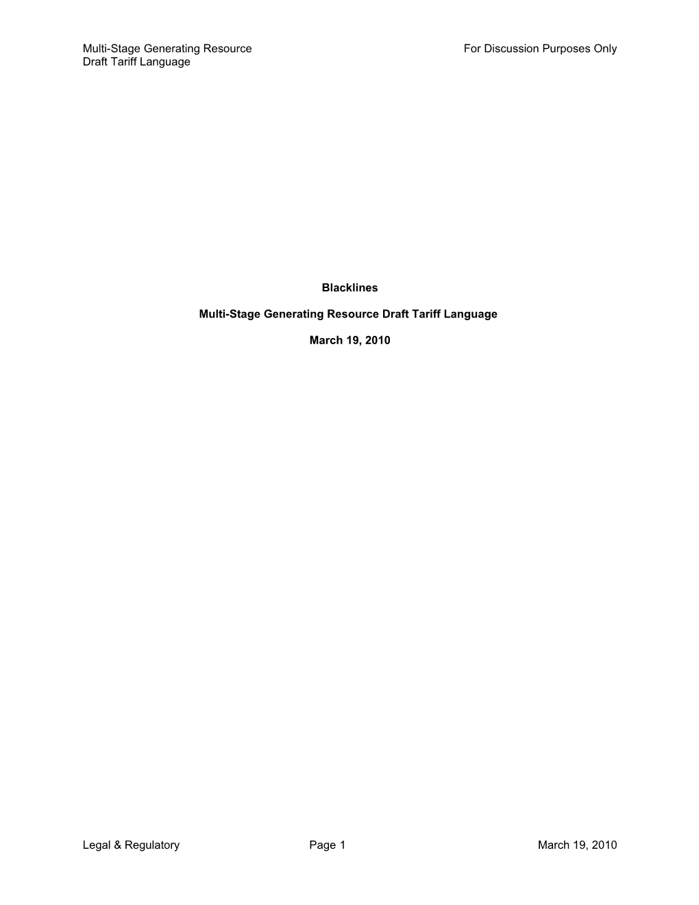 Draft Tariff Language - Multi-Stage Generating Resource 19-Mar-2010