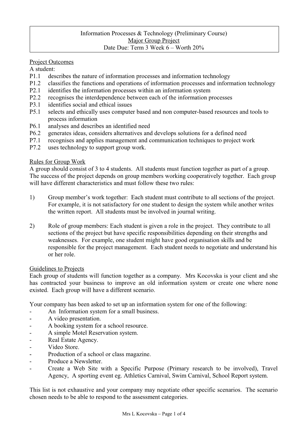 Information Processes & Technology (Preliminary Course)