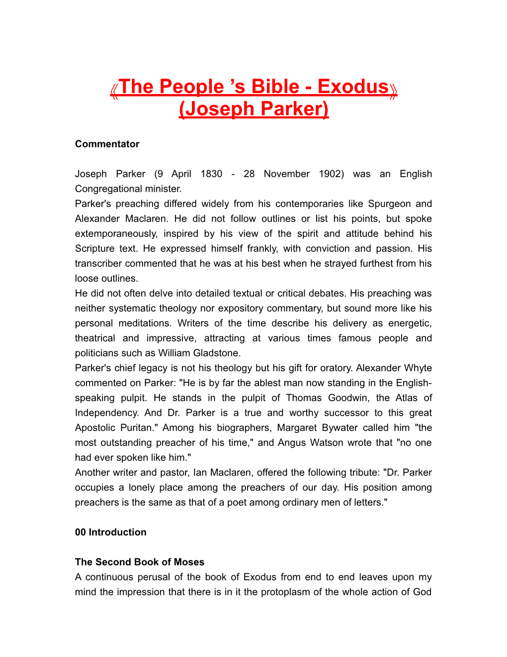 The People S Bible - Exodus (Josephparker)