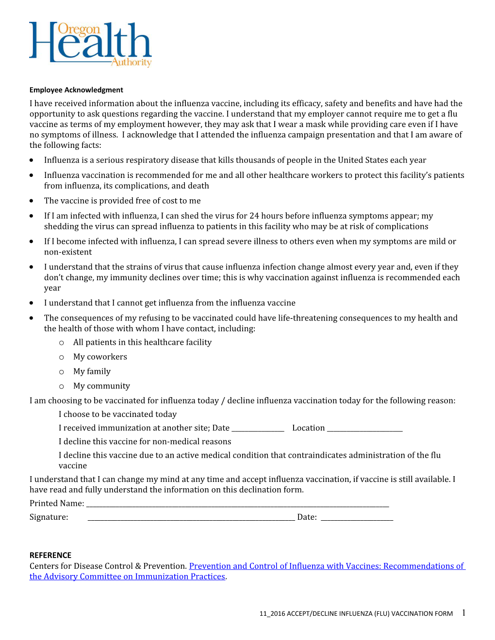 Influenza (Flu) Vaccine