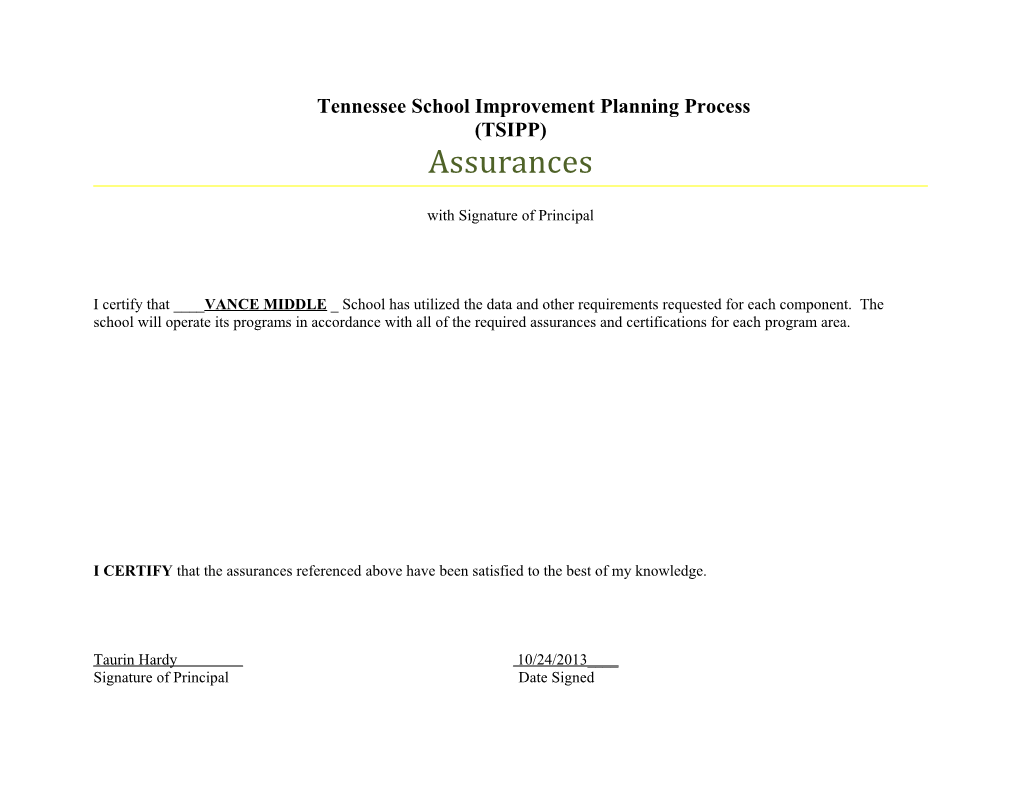 Tennesseeschool Improvement Planning Process