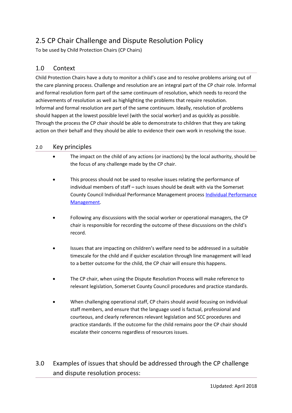 2.5 CP Chair Challenge and Dispute Resolution Policy