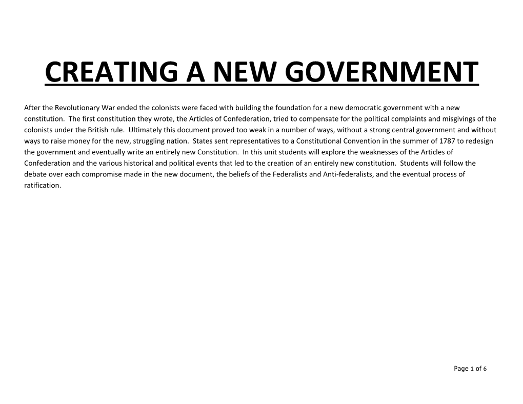 Creating a New Government