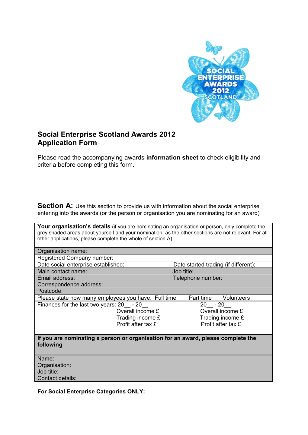 Social Enterprise Scotland Awards 2012