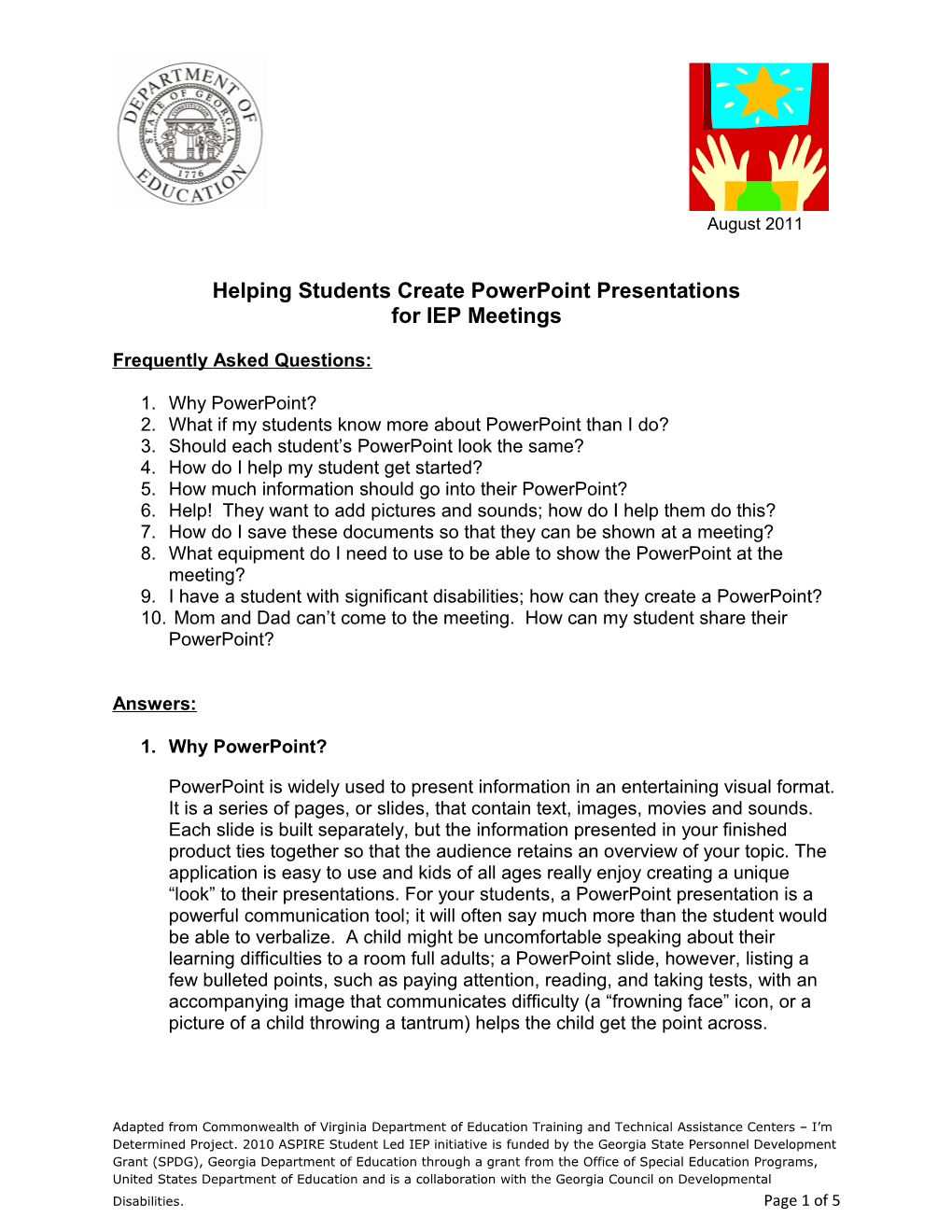 It S All About Me: Helping Students Create Powerpoint Presentations for IEP Meetings