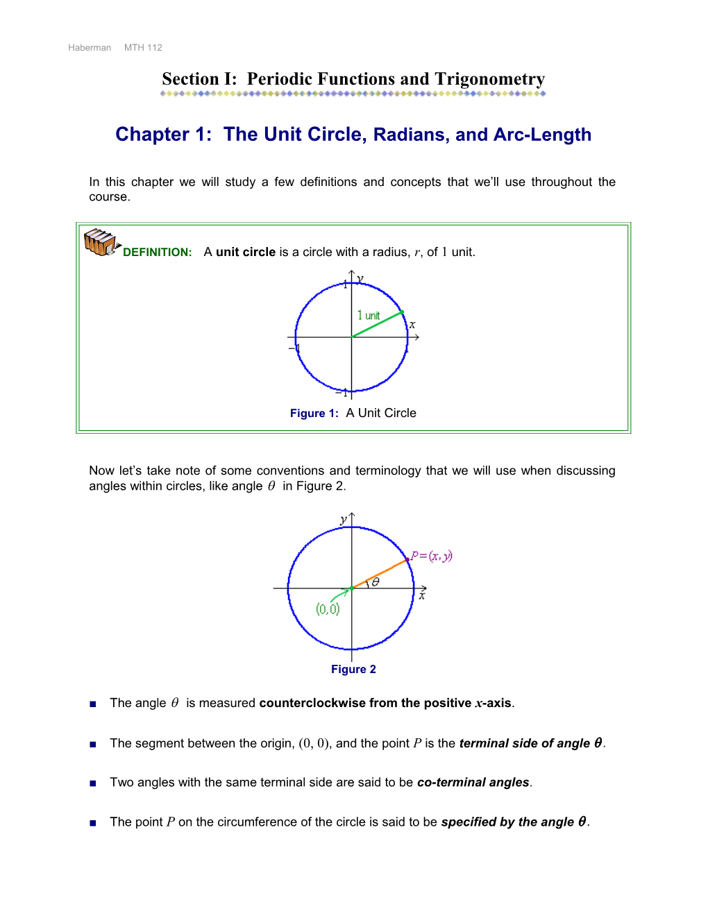 Section I: Periodic Functions and Trigonometry