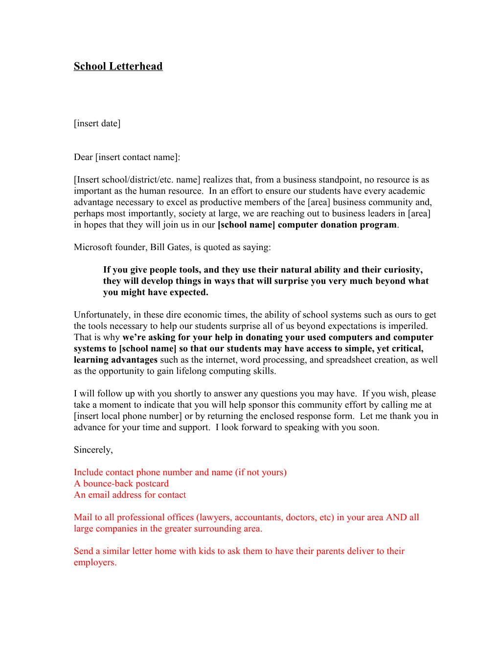 Sample Sponsorship Request Letter