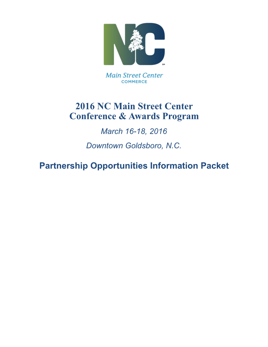 2016 NC Main Street Center Conference & Awards Program