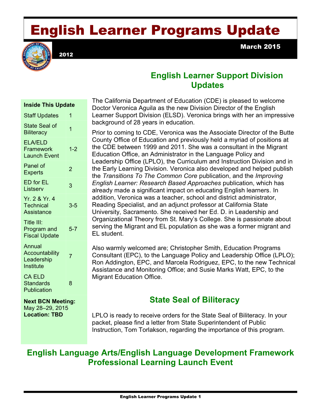 English Learner Programs Update