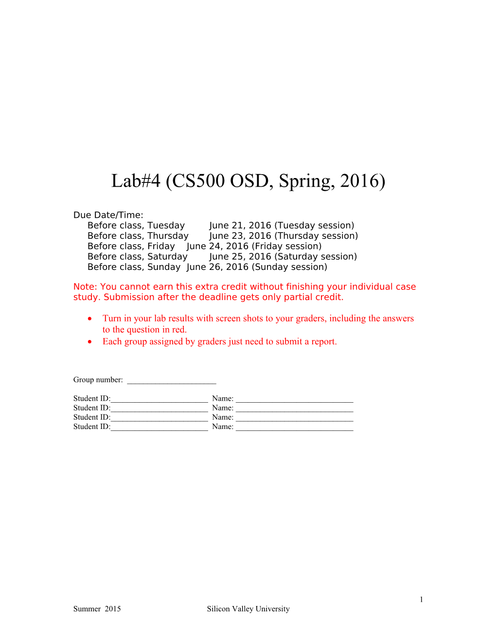 Lab#4 (CS500 OSD, Spring, 2016)