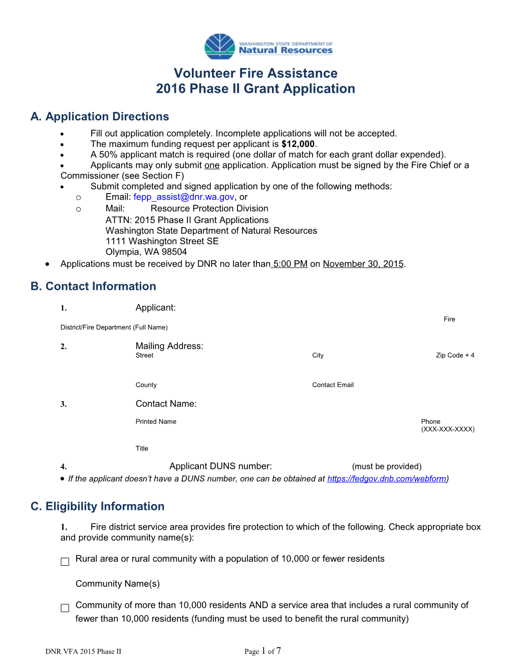 Phase II Application Form