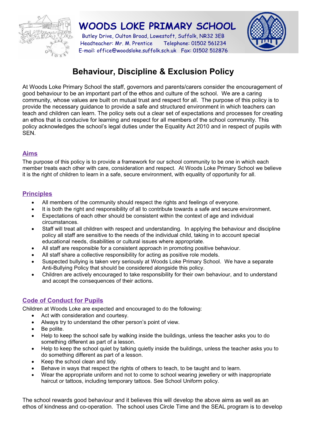 Behaviour, Discipline & Exclusion Policy
