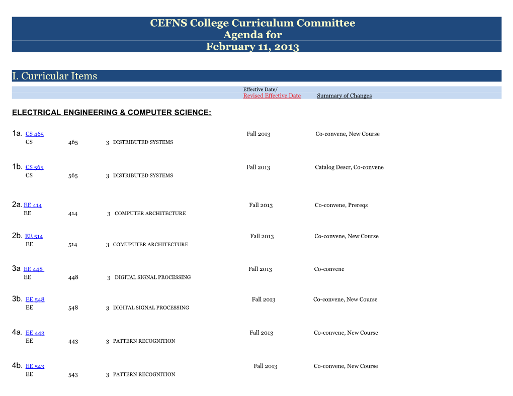 CEFNS College Curriculum Committee